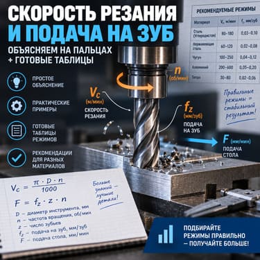 Скорость резания, обороты и подача: формулы и примеры для ЧПУ