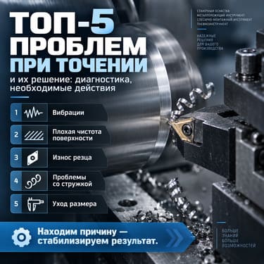 ТОП-5 проблем при точении и их решение: диагностика, необходимые действия