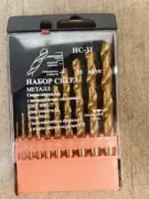 Набор сверл по металлу НС11 от 1 до 10, шаг 1,0, 10шт. Р6М5 TiN