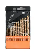 Набор сверл по металлу НС42 от 2 до 8 шаг 0,5, 13шт. Р6М5 TiN