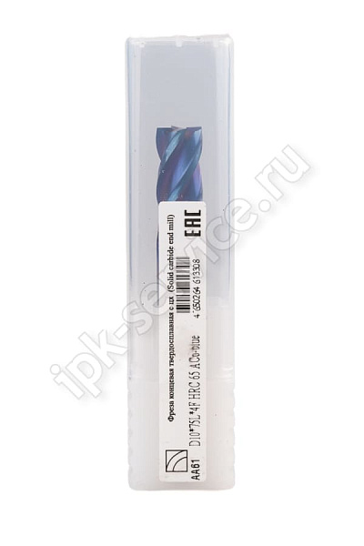 Фреза концевая ц/х тв.сп.  ф8   L=60  Z4  nACo-blue для закал.ст. 65HRC