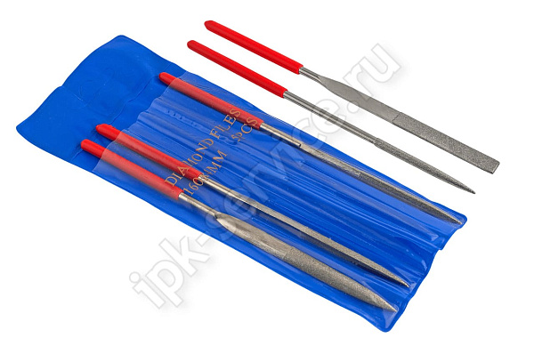 Набор надфилей алмазных 4x160мм (5 шт., кр,полукр,плск,квдр,трхгр)