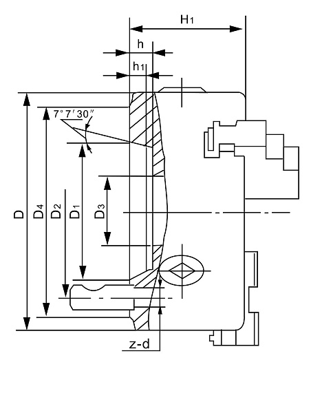 Патрон токарный  K11-200/D6 3-х кулачковый кэмлокк  FUERDA