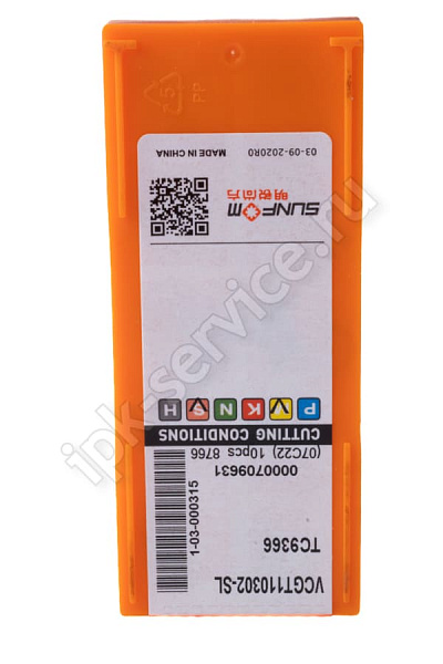 VCGT110302-SL TC9366  Пластина твердосплавная  ИПК